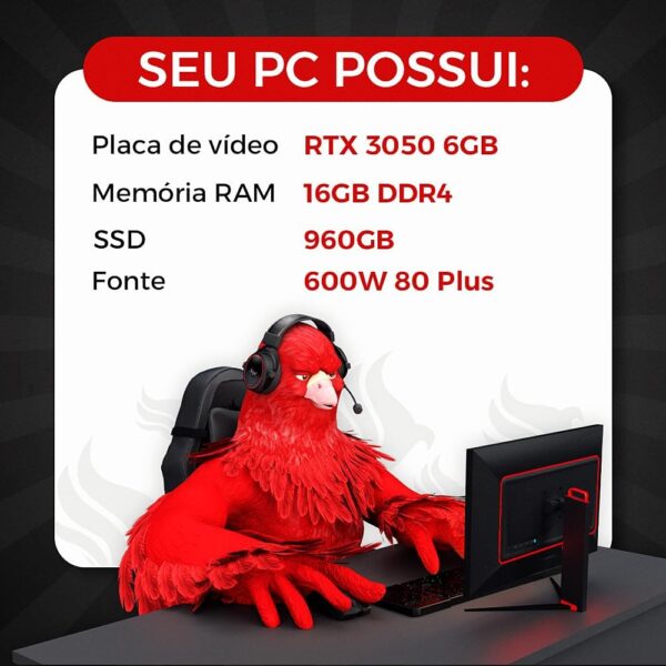 PC Gamer Mancer | AMD Ryzen 5 5500 | Placa de Vídeo RTX 3050 6GB | 16GB DDR4 | SSD 960GB | Fonte 600W 80 Plus - Image 3