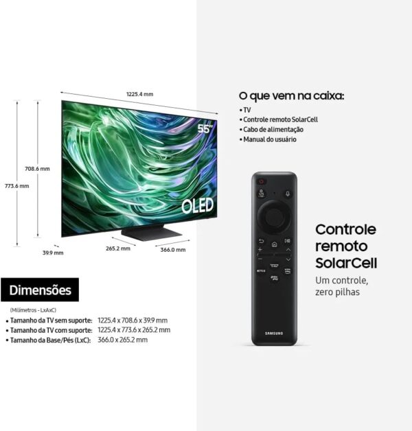 Samsung Smart TV 55" OLED 4K 55S90D - Processador com AI, Painel até 144hz - Image 3