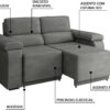 Sofá Retrátil Desmontável Suede 2 Lugares Fox (CINZA) - Image 6