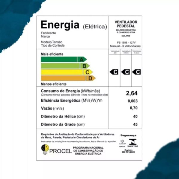 Ventilador De Coluna Solaris 6 Pás Turbo Ultra Potente 75w Tyf C 110v - Image 8