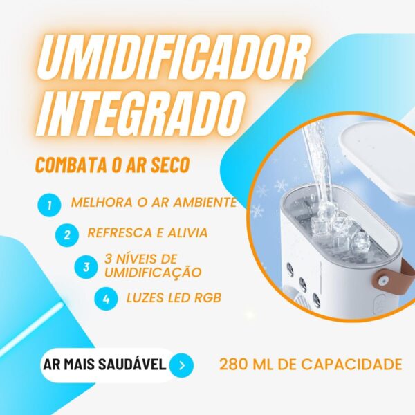 Ventilador Mini Ar Condicionado Umidificador 280 ML LED Climatizador Duplo Portátil Ajustável 3 Velocidades - Image 3