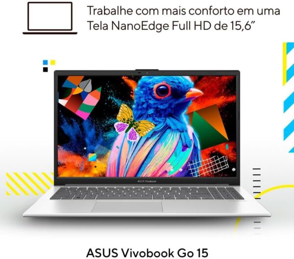 Notebook ASUS Vivobook Go 15, Intel Core i3 N305, 8GB, 256GB, W11 Home, Tela 15,60" FHD, Cool Silver - E1504GA-NJ434W - Image 7