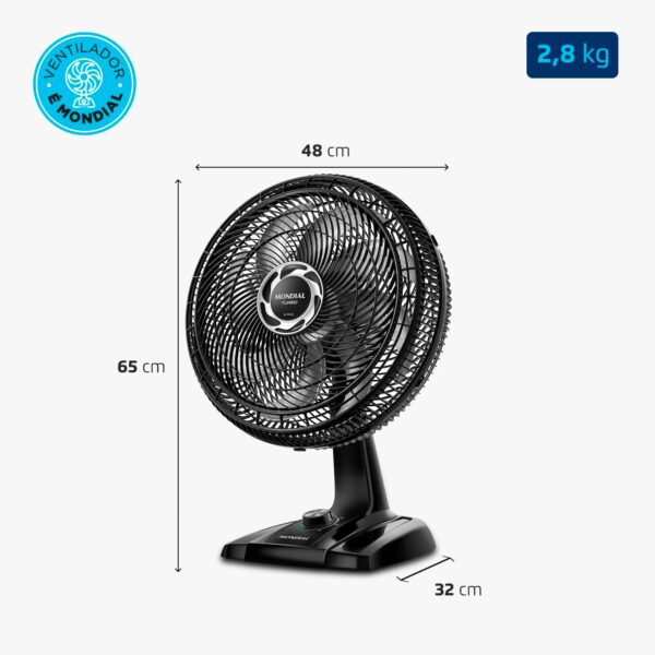 Ventilador de Mesa 40cm Turbo, Mondial, Preto/Prata, 140W, 110V - NVT-40-8P-B - Image 6