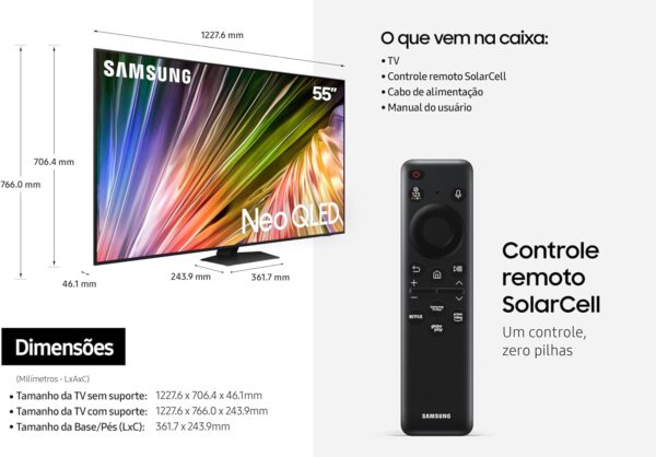 Samsung Smart TV 55" Neo QLED 4K 55QN85D - Processador com AI, Upscaling 4K, Mini LED, Painel 120hz - Image 9