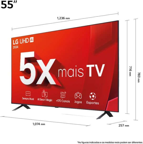 Smart TV 4K 55" LG UHD 55UT9050 Processador α5 Ger7 AI Design Super Slim Alexa/Chromecast integrado webOS 24 Controle Smart Magic - Image 3