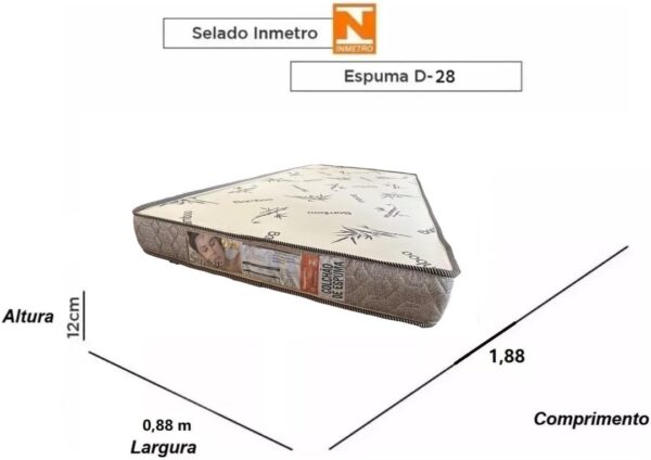 Colchão Solteiro D28 Inteiro Espuma Dupla Face 88x188x12 - Image 2