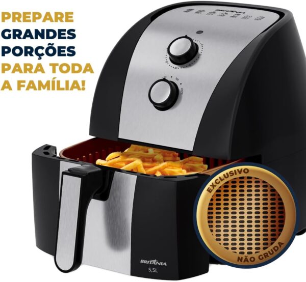 Fritadeira Air Fryer Britânia 5,5L 1500W Gold BFR51 127V - Image 5