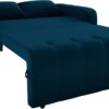 Sofá Cama Casal 3 Lugares Reclinável e Retrátil Com Almofadas Aconchegantes Tecido Veludo Azul Marinho Premium Kazamov - Image 4