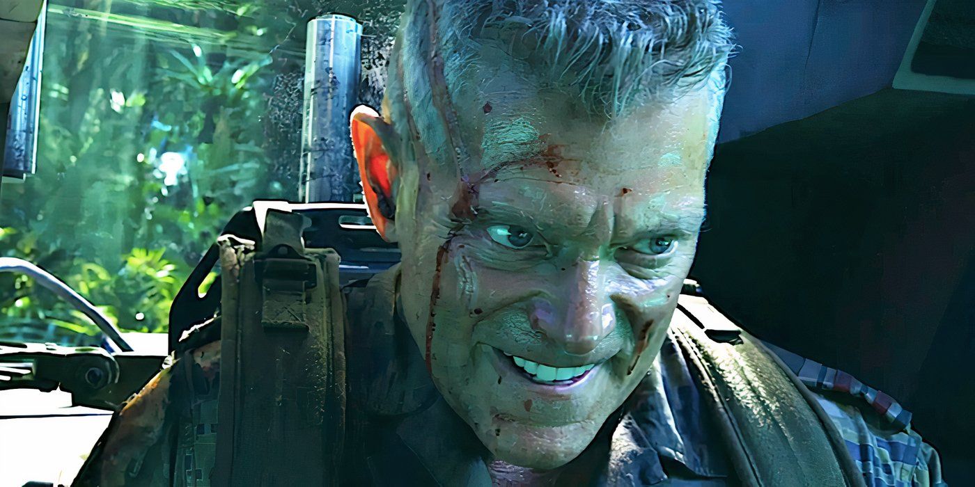 Quaritch de Stephen Lang parece perturbado na cena final de Avatar