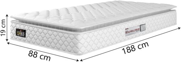 Colchão Solteiro Espuma D33 Pillow Top New Millenium Branco Hellen – Suporta Até 120 Kg Por Pessoa (Solteiro) - Image 2