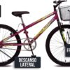 Colli, Bicicleta Cazelle Allegra City, Aro Comum 24, Aço Carbono,Tamanho 14, Quadro Rebaixado, Freios V-Break, Com Descanso Lateral e Cestão, Vinho Garnet - Imagem 2