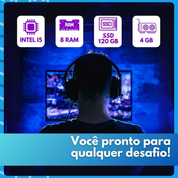 Computador Gamer Completo Xblue TECH Intel Core I5 8gb Ram Ssd 120gb Placa De Vídeo Gt730 4gb Com Monitor 20" e Kit Gamer Headset Teclado Mouse Pad Gabinete Rgb (Desktop 1) - Image 2