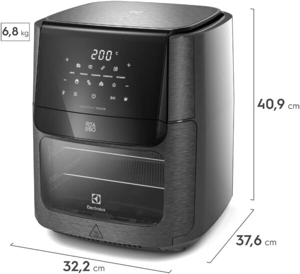 Electrolux por Rita Lobo EAF90 Grafite - Fritadeira Elétrica sem oleo, Airfryer 12L, digital receita programada, 2 bandejas espeto giratório, 1700W, 127V - Image 2