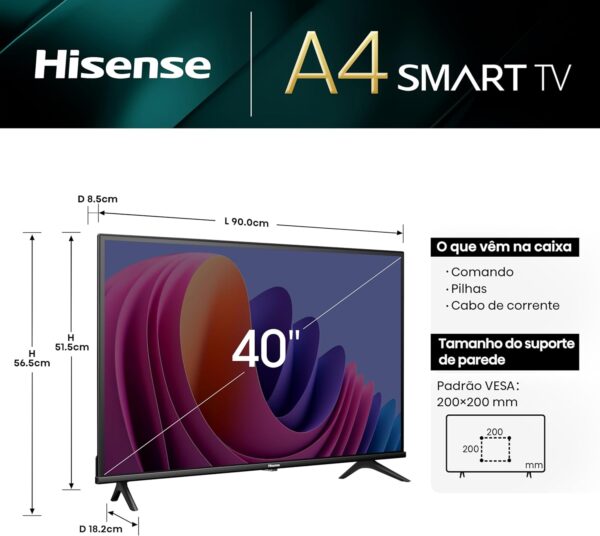 Hisense Smart TV FHD 40" Polegadas 40A4N com DTS Virtual X, Game e Sports Mode, Controle por Voz, Share to TV e Compatível com Alexa - Image 2