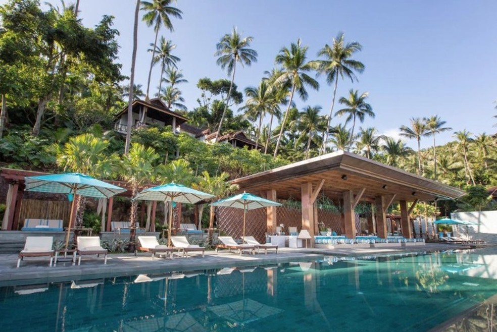 Vista da piscina do Four Seasons Resort Koh Samui, na Tailândia — Foto: Divulgação