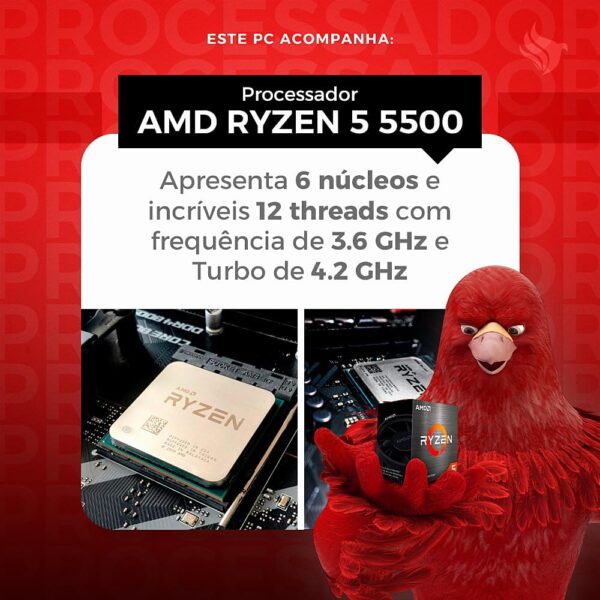 PC Gamer Mancer | AMD Ryzen 5 5500 | Placa de Vídeo RTX 3050 6GB | 16GB DDR4 | SSD 960GB | Fonte 600W 80 Plus - Image 2