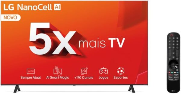 Smart TV 4K 50" LG NanoCell 50NANO80T Processador α5 Ger7 AI Hub de Esportes Alexa/Chromecast integrado webOS 24 Controle Smart Magic - Image 2