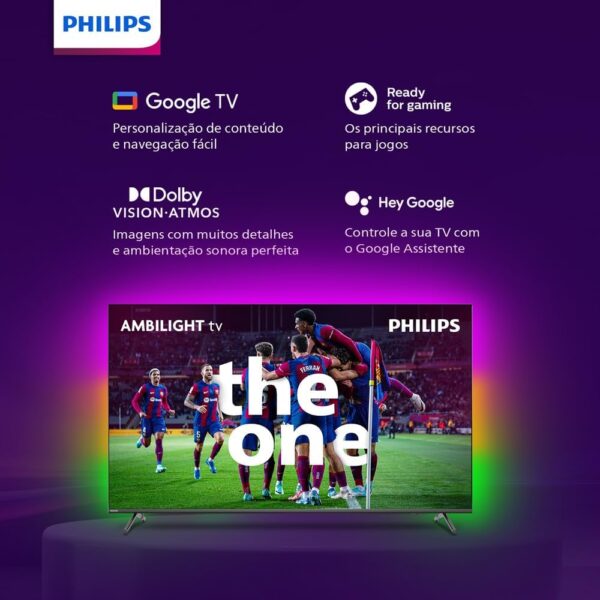 Smart TV 55" 4K 120 Hz Philips THE ONE 55PUG8808/78, Google TV, Ambilight, P5, DTS Play-Fi, Freesync, Dolby Vision Atmos, 40 WRMS - Image 2