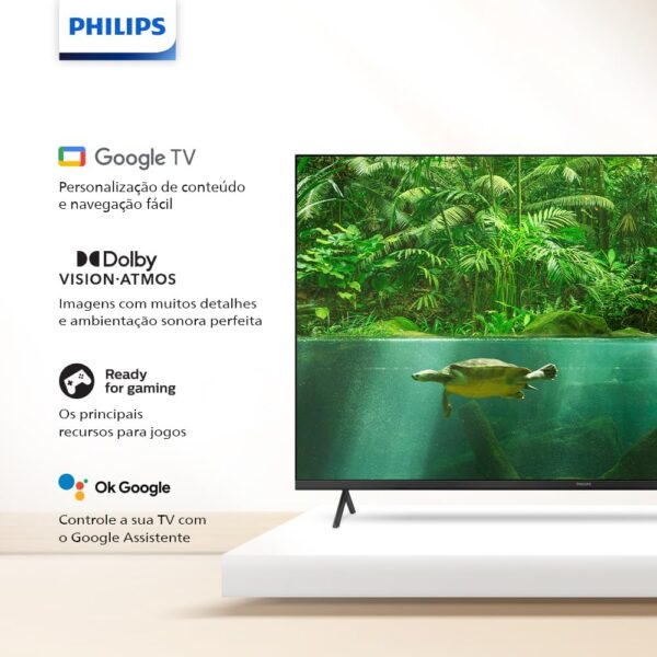 Smart TV Philips 50" 4K 50PUG7408/78, Google TV, Comando de Voz, Dolby Vision/Atmos, VRR/ALLM, Bluetooth - Image 2