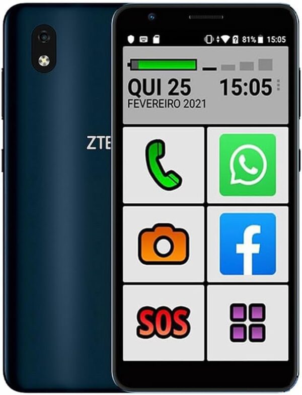 Smartphone do Idoso 4G Letras Grandes, Botão SOS, Dual SIM 32GB 1GB RAM Tela 5.45" Câmera 8Mpx Android 9 - Cinza - Image 2