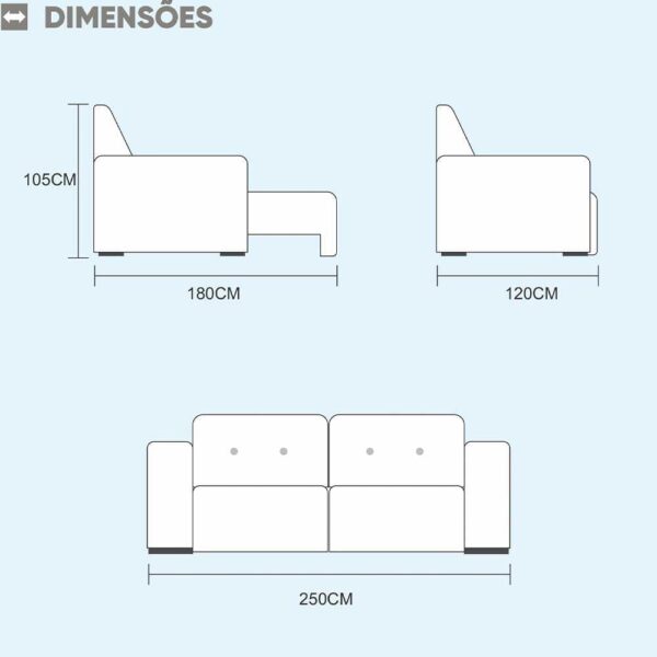 Sofá Máximo 4 Lugares Retrátil Reclinável 2.50m Veludo Mundial Estofados - Image 2