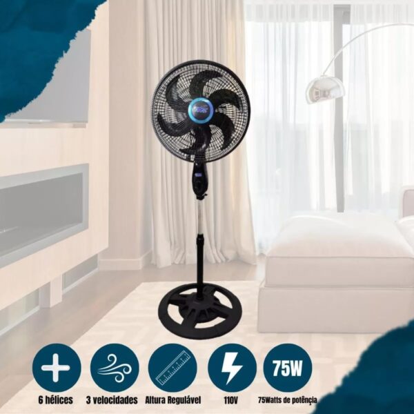 Ventilador De Coluna Solaris 6 Pás Turbo Ultra Potente 75w Tyf C 110v - Image 2