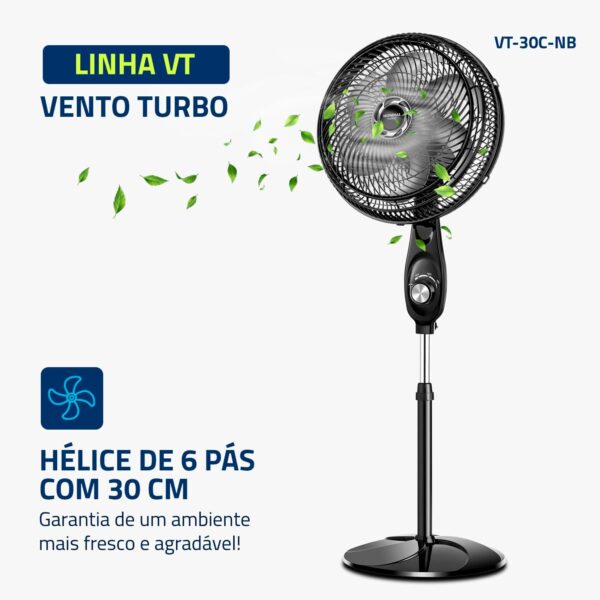 Ventilador de Coluna 30cm Turbo, Mondial, Preto/Prata, 50W, 110V - VT-30C-NB - Image 2