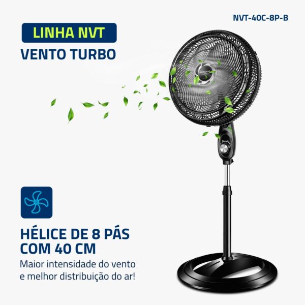 Ventilador de Coluna 40cm Turbo, Mondial, Preto/Prata, 140W, 110V - NVT-40C-8P-B - Image 2