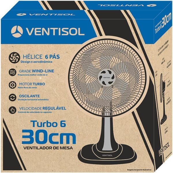 Ventisol Ventilador de Mesa Oscilante, Turbo 6 Pás Premium, Vermelho, 30cm, 127V - Image 2