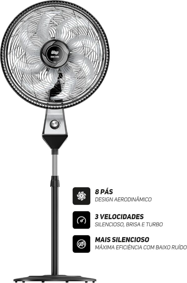 WAP Ventilador de Coluna 50cm FLOW TURBO, com Tecnologia Silenciosa e Econômica, 8 Pás e 3 Velocidades, 180W 127V - Image 2