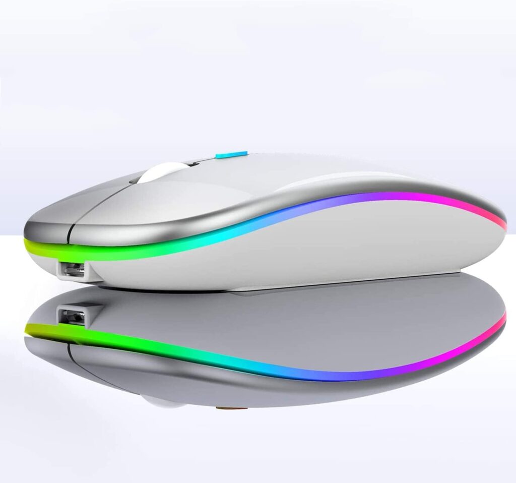Qullqian Mouse Bluetooth LED, mouse Bluetooth para MacBook Pro/MacBook Air, mouse sem fio recarregável para MacBook, laptop, Mac, mouse de computador (prata) 41 51Zrfi7T89L. AC SL1500