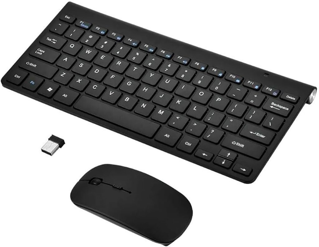 KIT Teclado Sem Fio E Mouse USB 2.4Ghz Wireless Super Compacto Premium ABNT2 Letra Ç Computador Notebook Branco ou Preto até 1600dpi Gamer, Escritório, Sala, Periférico, Mídia, Pilha Inclusa (Preto) 5 51jLMbm14QL. AC SL1080