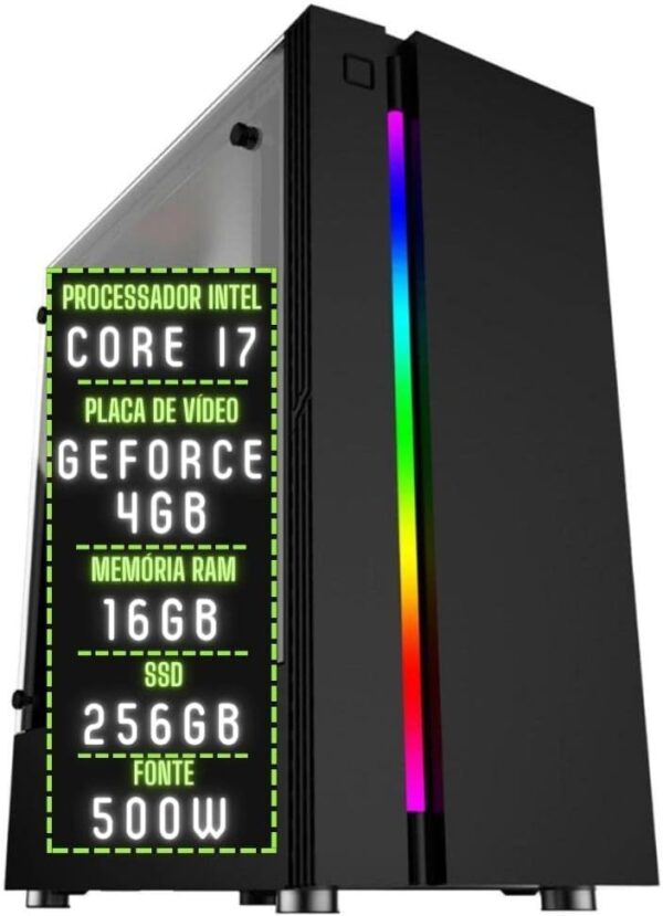 PC Gamer 3green Play Intel Core i7 16GB RAM Placa de vídeo Geforce 4GB SSD 256GB Fonte 500W 3GP-039