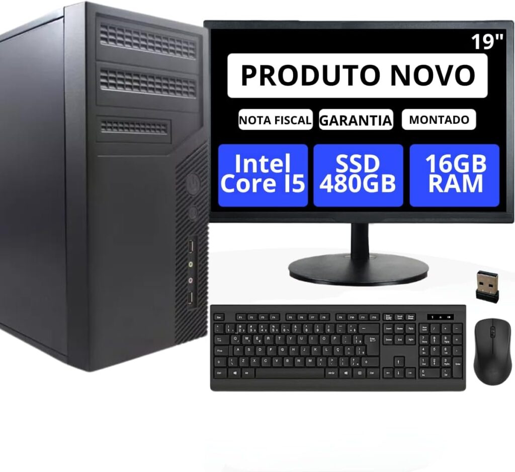Computador Completo Intel Core I5 16GB Ram Com SSD Monitor 19" Ultra Rápido Pc Hdmi Wi-fi Teclado e Mouse Option Soluções (SSD 480 GB) 23 61AoVehc7RL. AC SL1200