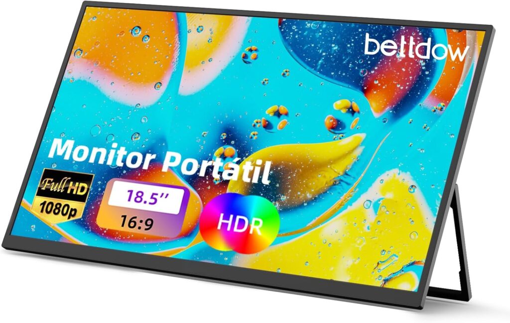Monitor Portatil 18,5'', FHD 1080P Monitor Portátil Conectado Com USB C Dupla/HDMI, IPS Extensor De Tela para Notebook com VESA e Funda Inteligente magnético, Plug and Play (18.5) 39 716WituJ8iL. AC SL1500