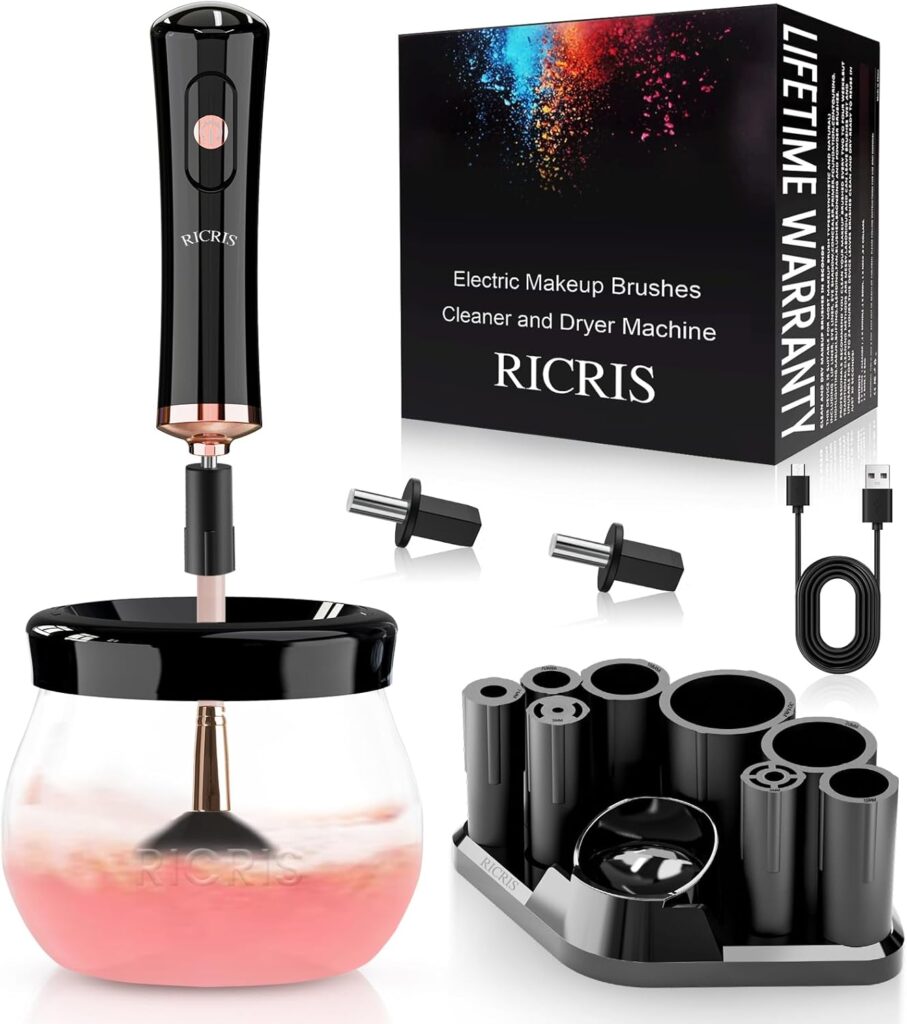 RICRIS Máquina elétrica de limpeza de pincéis de maquiagem - Lavadora e secadora de pincéis de maquiagem USB ultrarrápida - Ferramenta de limpeza automática de pincéis cosméticos limpa e seca em 23 719iIqSx6XL. AC SL1500