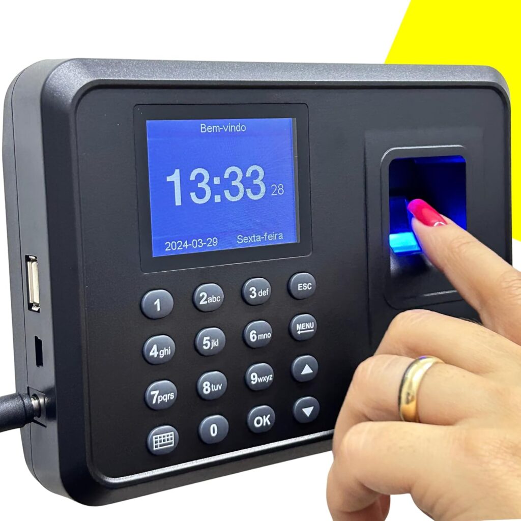 Relógio de Ponto Biométrico Digital Eletrônico Máquina Para Empresa Com Conexão USB Confirmação Sonora E Visual Impressão Digital Para Registro De Pontos Não Requer Instalação de Software 37 71RbKQqeenL. AC SL1500