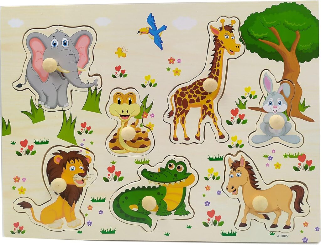 Quebra Cabeça Animais Infantil Madeira Com Pinos 11 81HCXJ9HaPS. AC SL1500