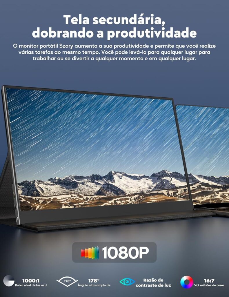 Armazém Brasil, Portable Monitor 15.6'' 1080P FHD USB-C Portable Laptop Monitors Smart Cover & Dual Speaker, HDMI Computer Display IPS HDR External Gaming Monitor for PC Phone Mac Xbox PS4 Switch 29 81UdrVqL2ZL. AC SL1500