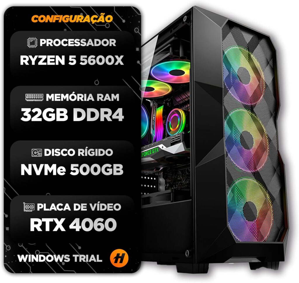 Pc Gamer Hertz® Ryzen 5600X 32GB NVME 500GB RTX 4060 8GB FONTE 650W GABINETE GAMER PRIME 15 81faEqUEbOL. AC SL1500