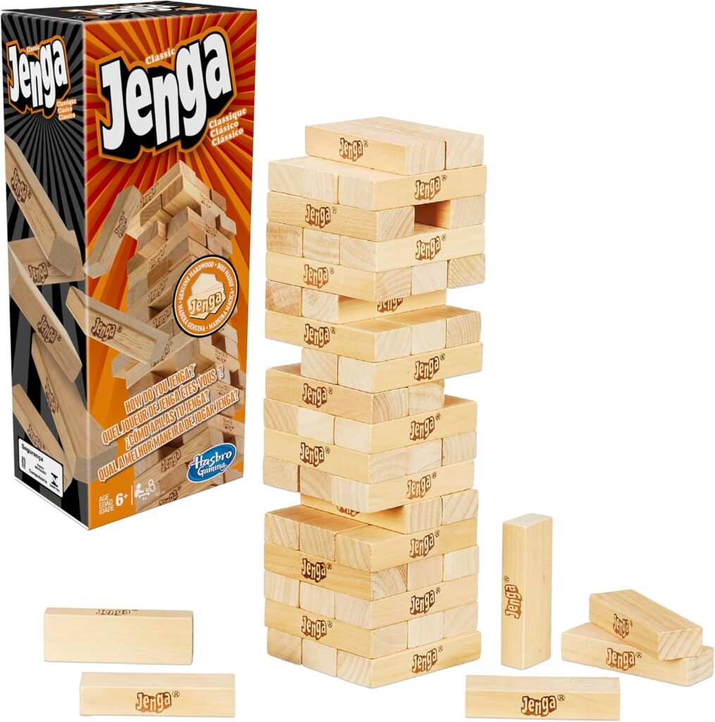 Hasbro Gaming Jenga Clássico Jogos de equilíbrio e estratégia com 54 peças, para adultos e crianças a partir de 6 anos 47 81yiXHwgQWL. AC SL1500