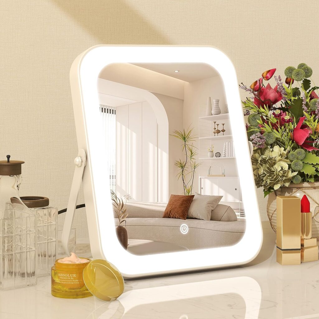 Espelho Maquiagem com Luz LED, Espelho Vaidade Iluminado, Tela Toque com Dimerização, Espelho Portátil para Viagem com Suporte em Forma de U, Espelho Cosmético com Luzes para Penteadeira e Vestiário 27 91l5diJIJRL. AC SL1500