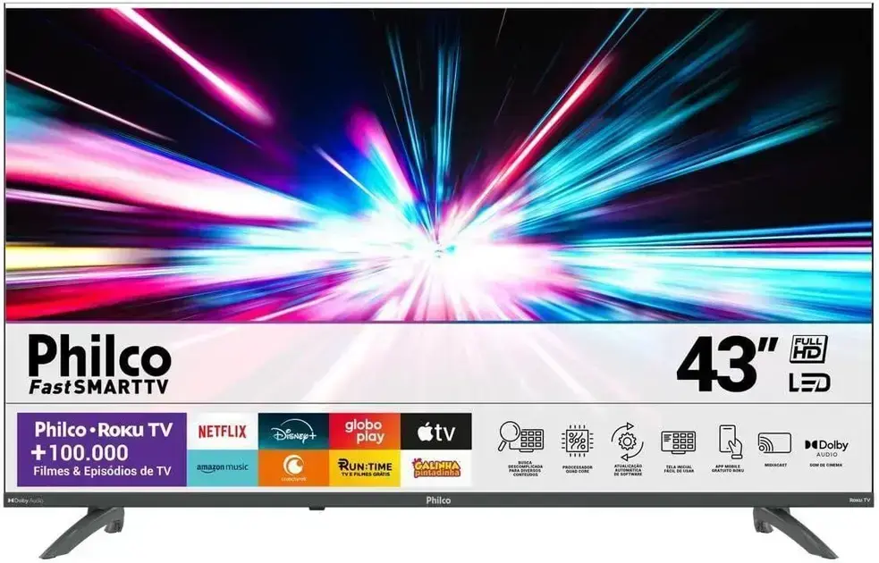 Smart TV Philco 43” Roku Led Dolby Áudio Space Gray PTV43VA4REGB – Bivolt