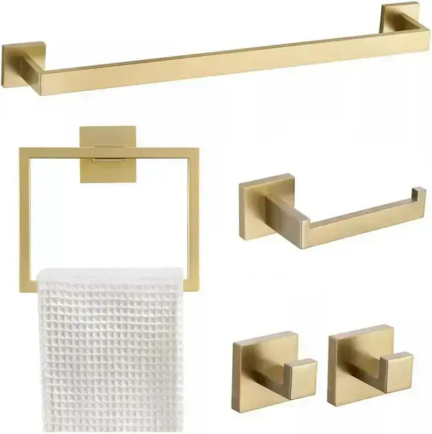 Kit Acessórios para Banheiro Dourado