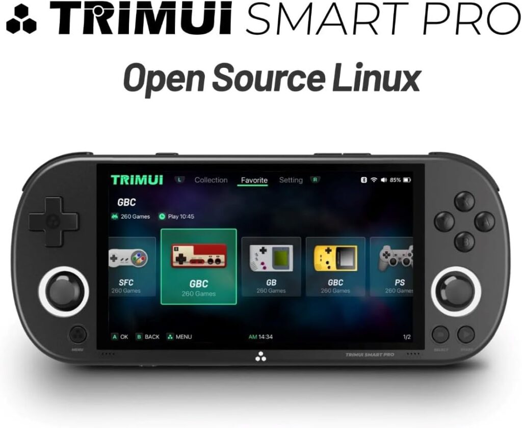 Video Game Console Trimui Smart Pro Emulador Mini Game, SD 64 GB, Tela HD IPS de 4,9 Pol, Sistema Linux, Suporte a Mais de 5500 Jogos Clássicos, Gamepad sem Fio 2.4G/5G, WiFi Bluetooth - Preto. 7 1744112441 61E6suN2jTL. AC SL1200