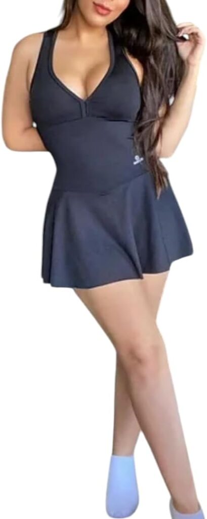 Macaquinho Vestido Fitness com Saia e Bojo Removível 3 41x7hn9QaCL. AC SL1080