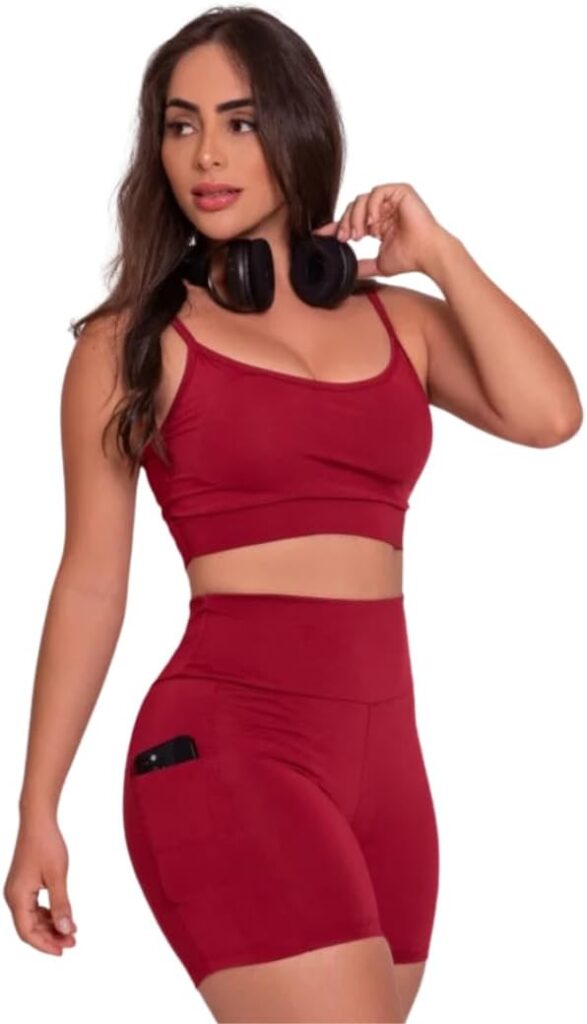 Conjunto Fitness Academia Ginástica Top e Bermuda Suplex (bermuda com bolso na lateral e forrado em toda a parte de trás) 5 514Z1xywwkL. AC SL1080