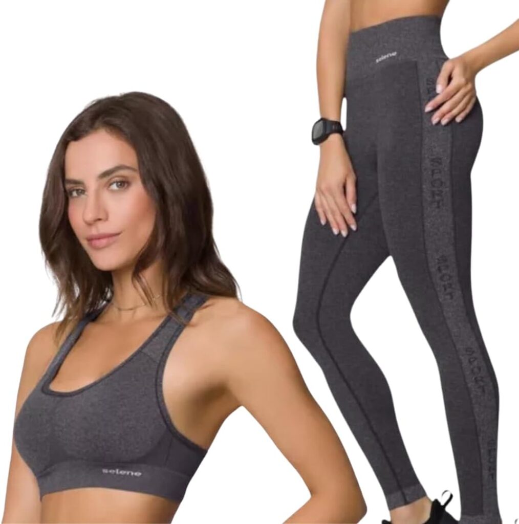 Conjunto Fitness Sem Costura Microfibra de Poliamida Selene Academia Legging e Top Adulto 7 516akx 0k L. AC SL1080