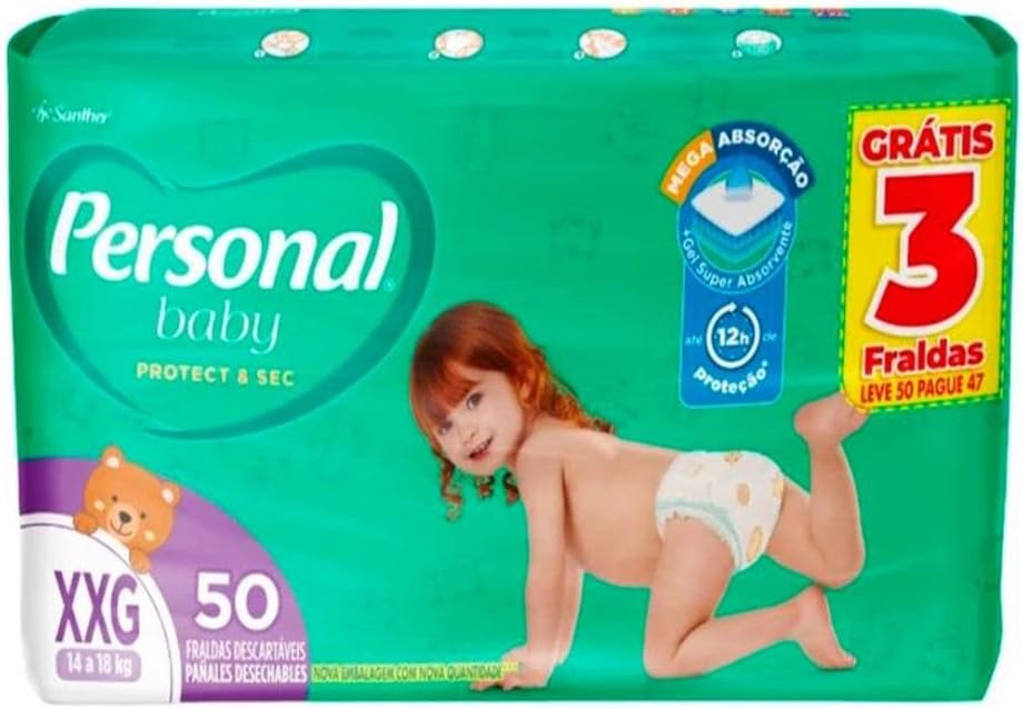 Personal Fralda Soft & Protect Hiper XXG, 50 Unidades 7 517W50Ui65L. AC SL1000