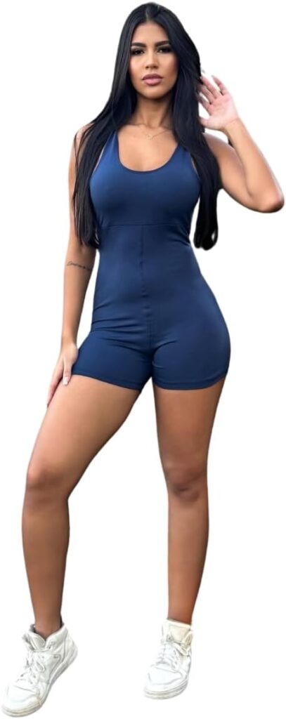 Macaquinho Segunda Pele Costas Cruzadas Curto Estilo Feminino em Suplex Slim Fit 2 51XSIFk4LHL. AC SL1200